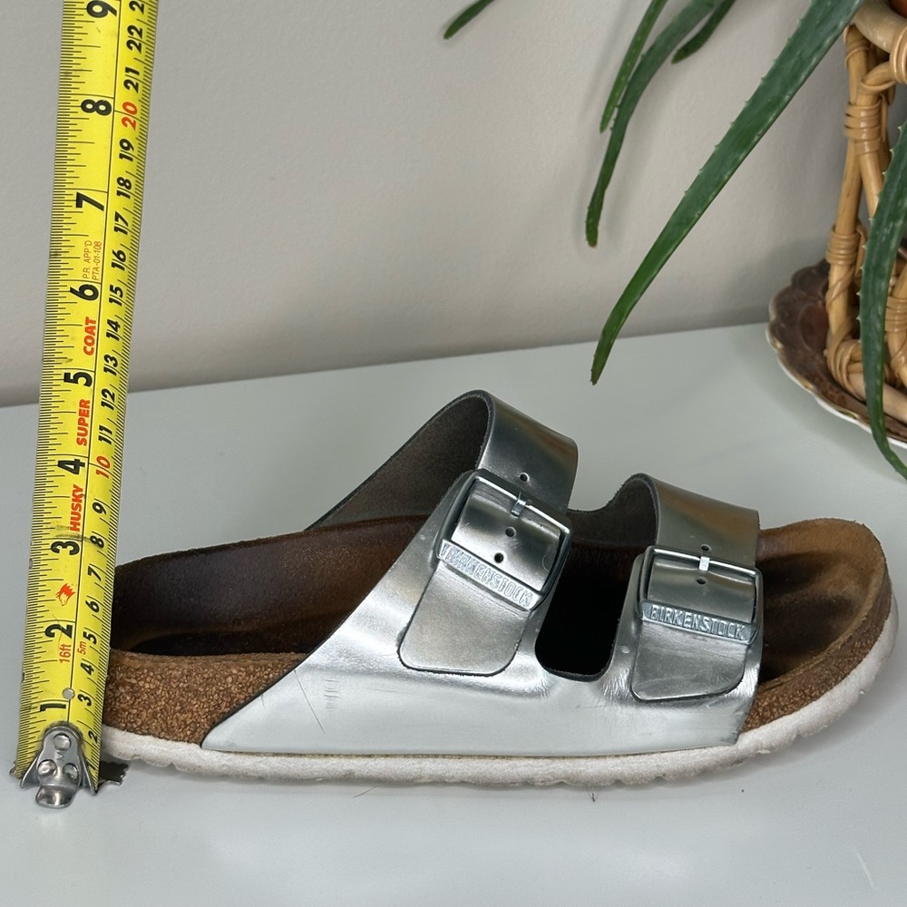 Birkenstock Arizona Sandals Silver Metallic Size 38 (US 7) Regular Fit - Picture 10 of 12